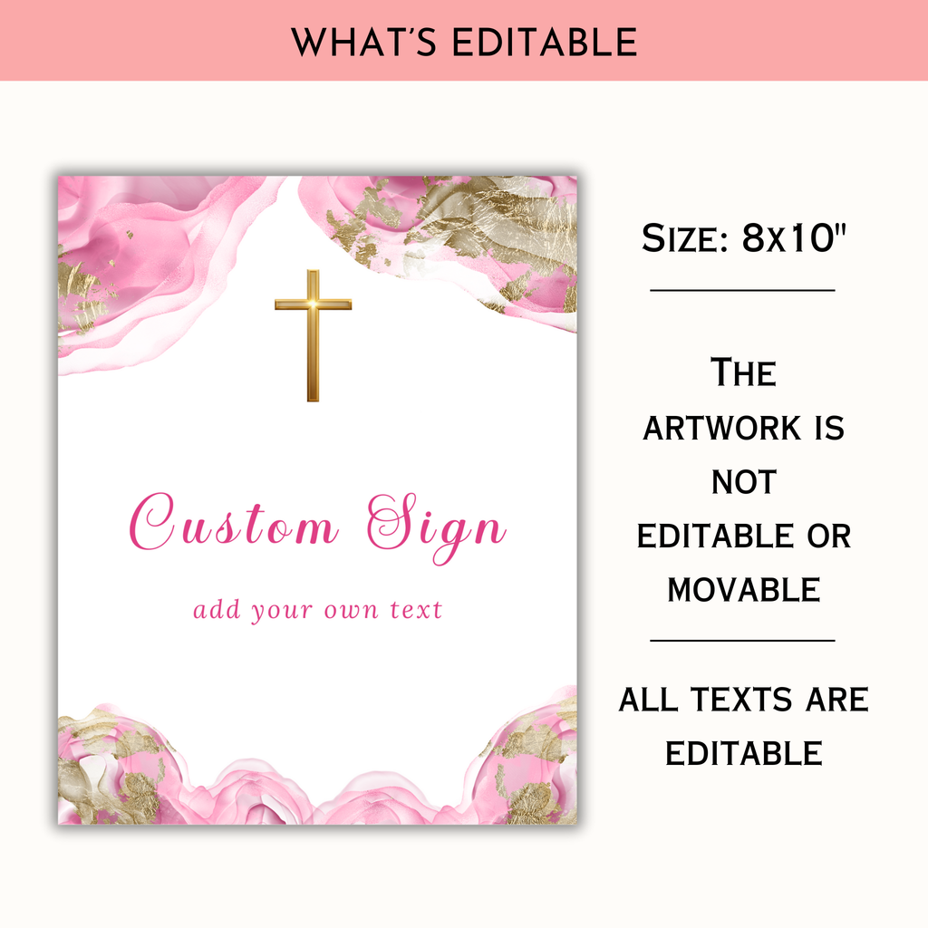 First Holy Communion Custom Sign - Pink