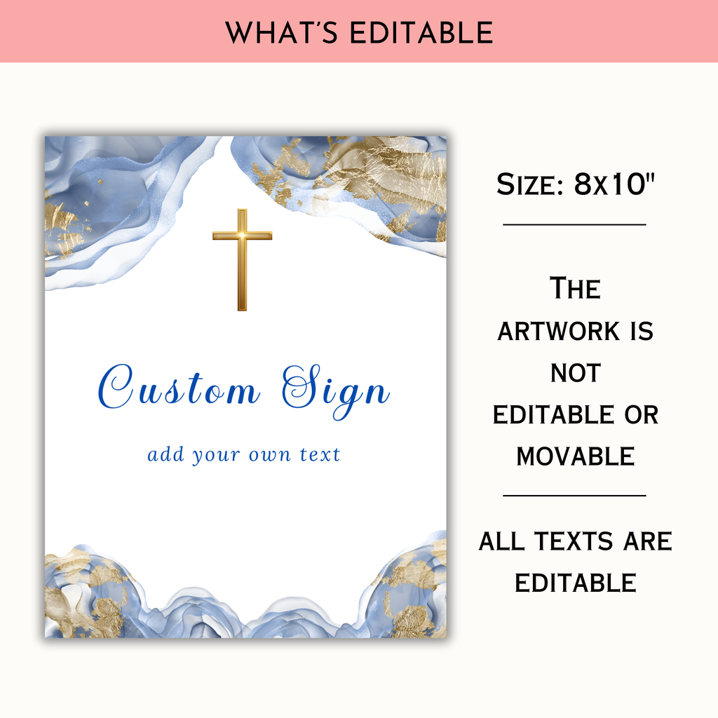 First Holy Communion Custom Sign - Blue
