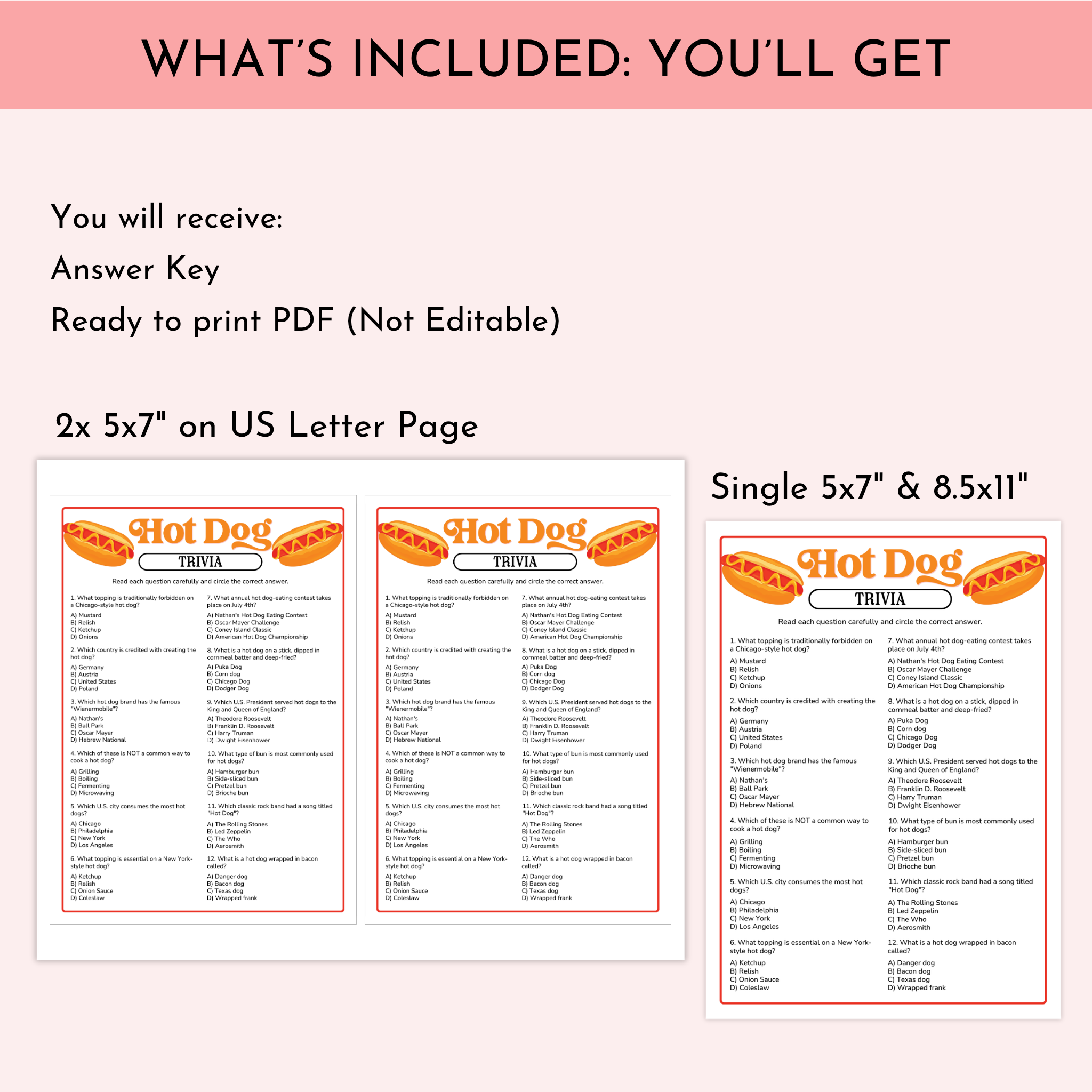 Hot Dog Trivia Game