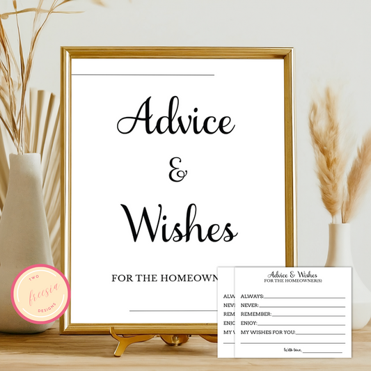 Printable Housewarming Advice and Wishes Cards