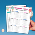 Ice Cream Social Potluck Sign Up Sheet
