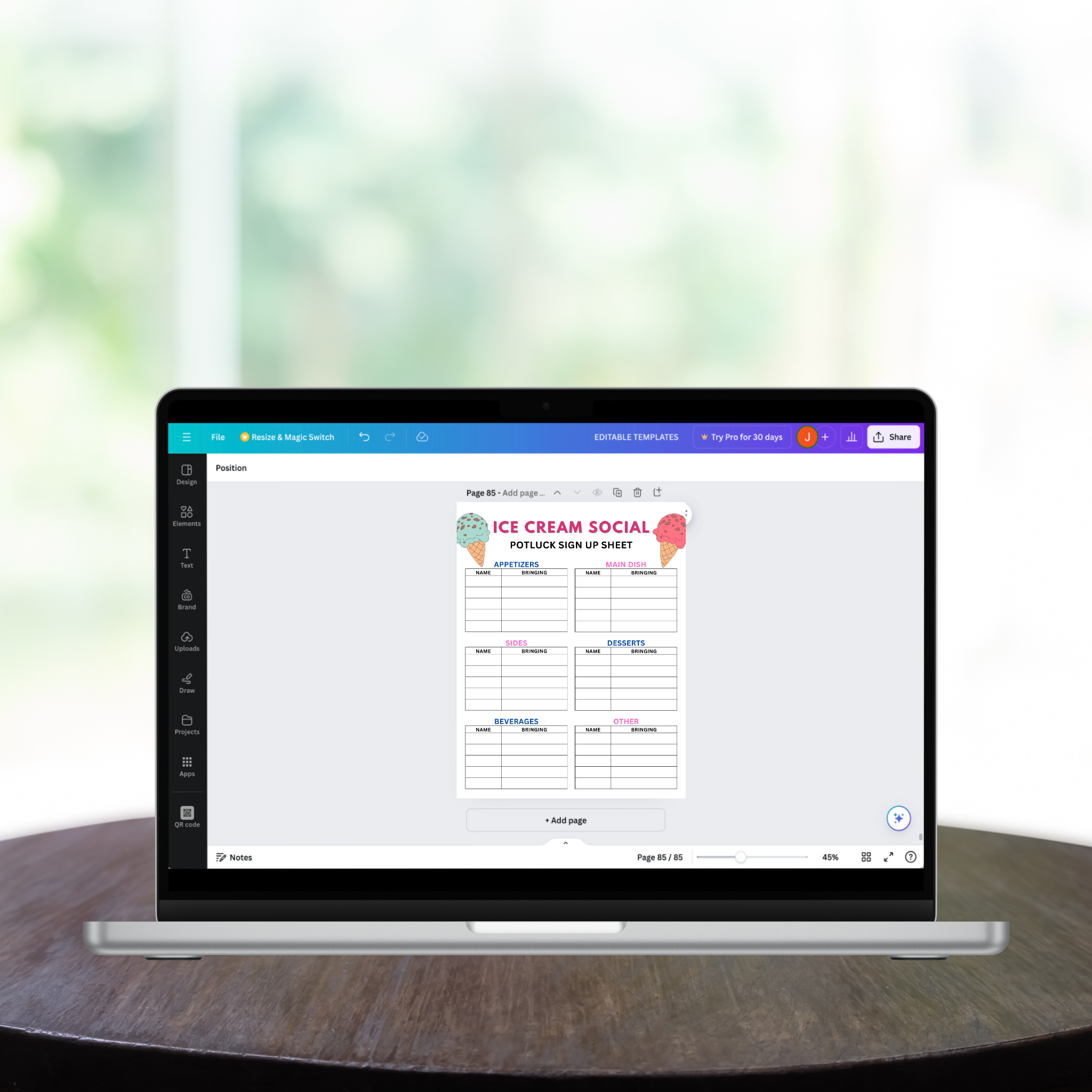 Ice Cream Social Potluck Sign Up Sheet