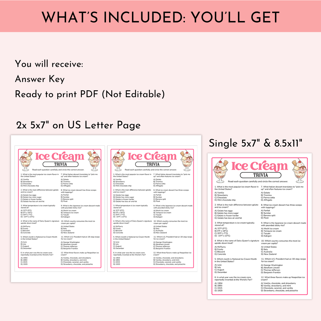 Ice Cream Trivia Game