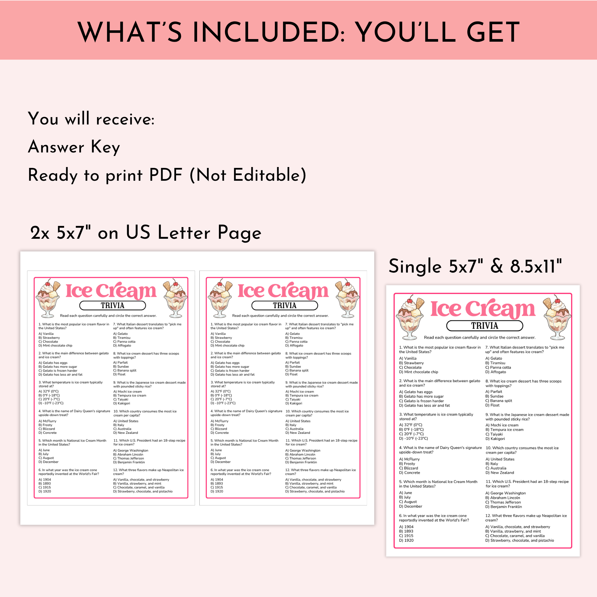 Ice Cream Trivia Game