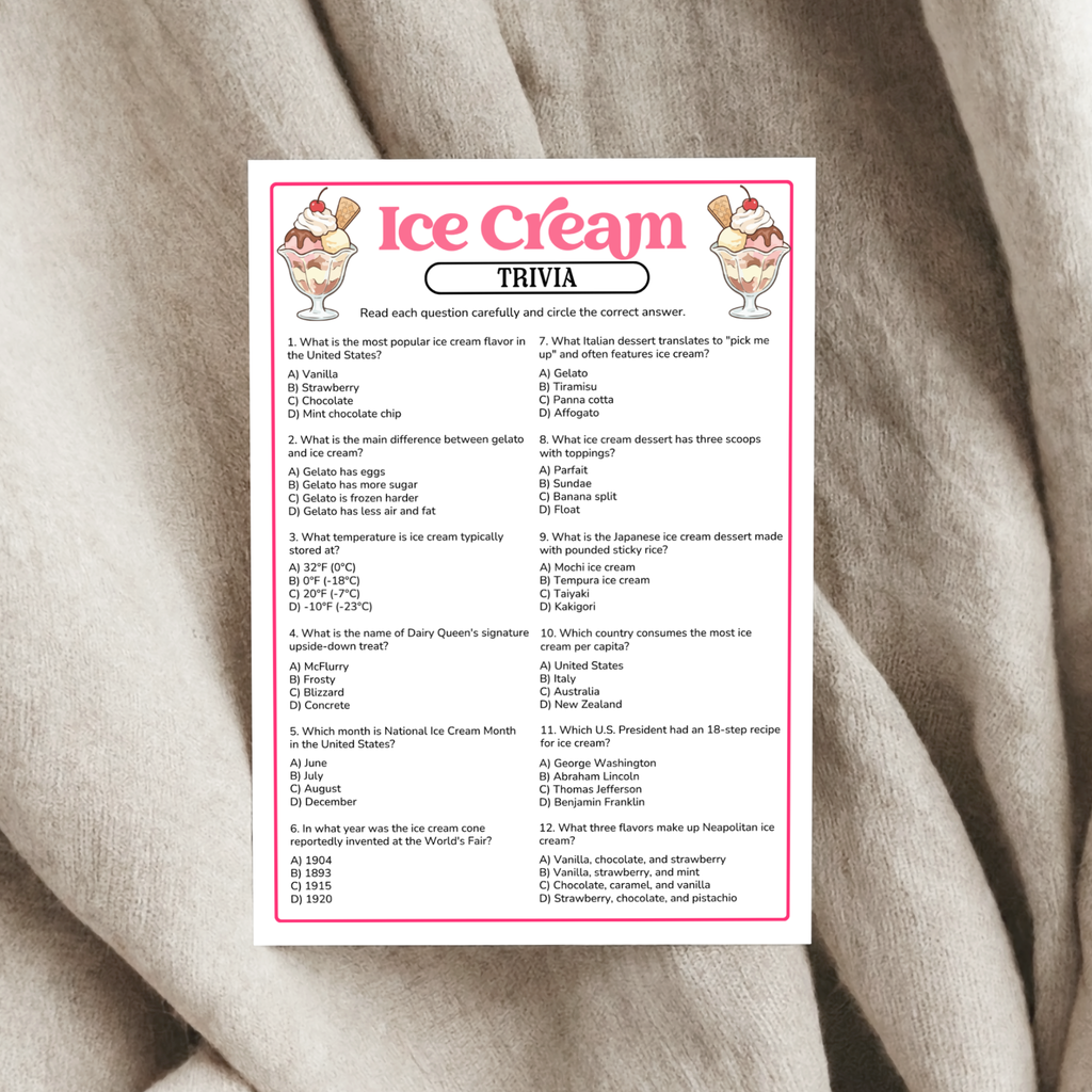 Ice Cream Trivia Game