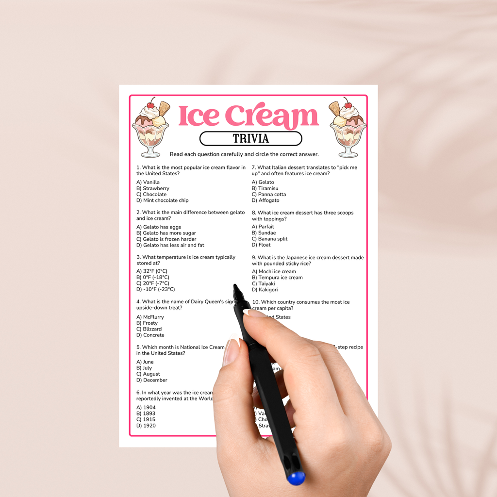 Ice Cream Trivia Game