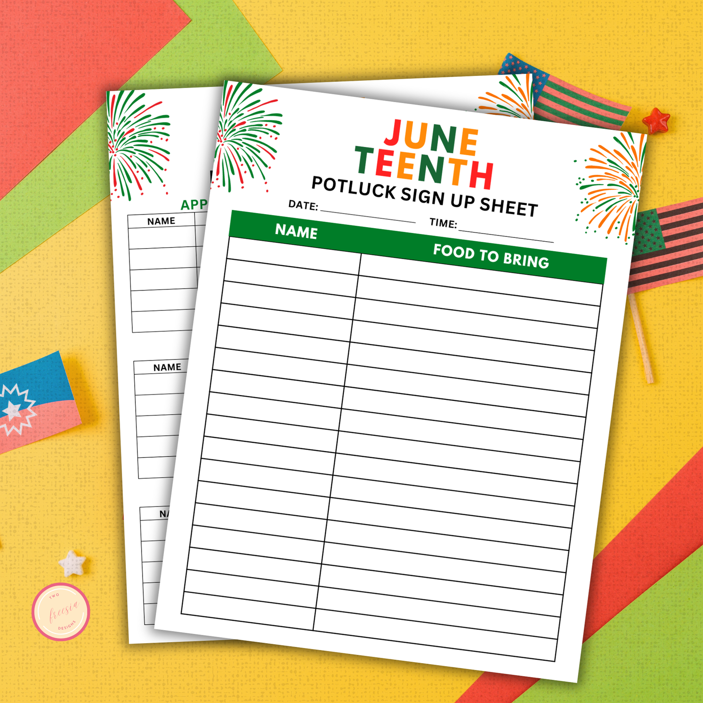 Juneteenth Potluck Sign Up Sheet