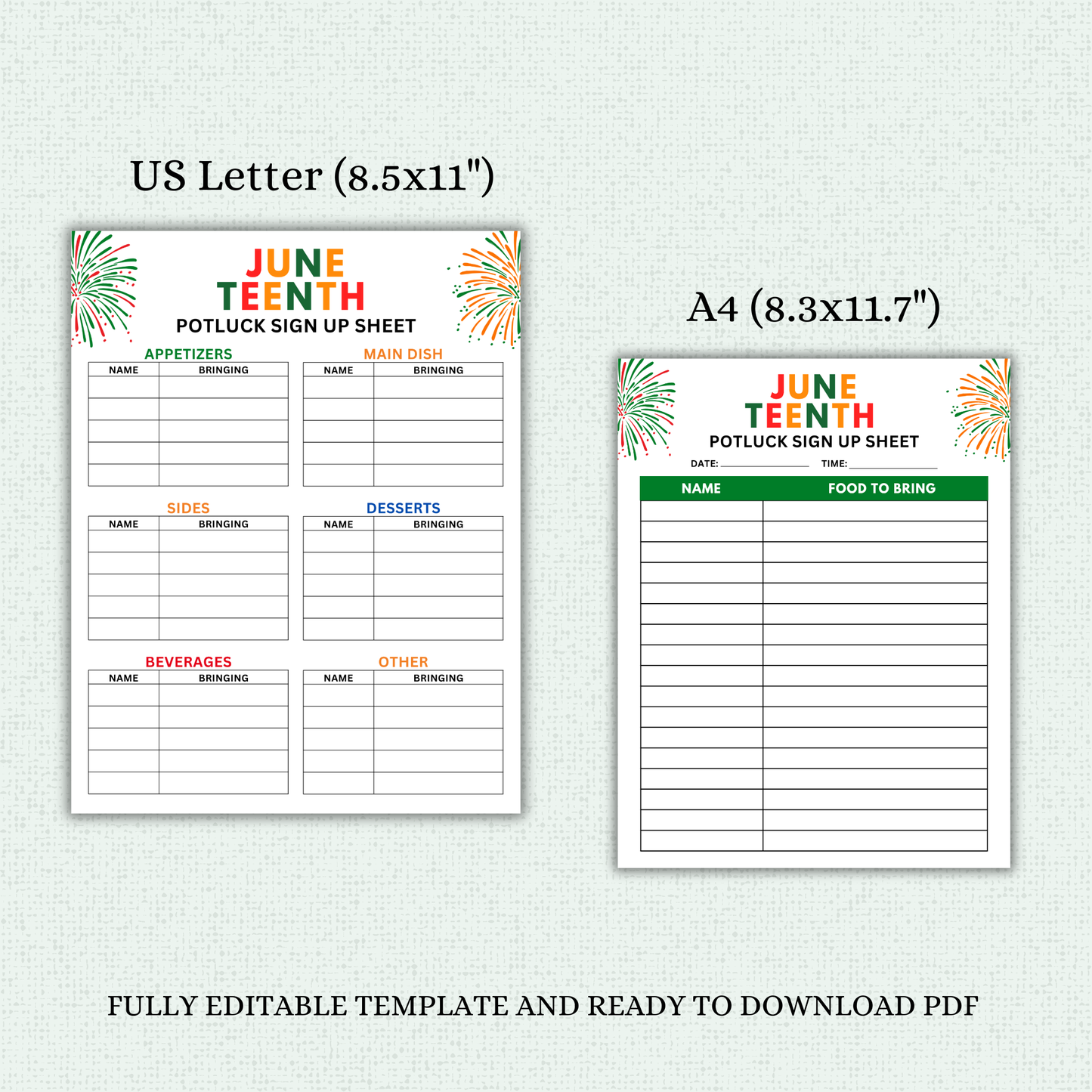 Juneteenth Potluck Sign Up Sheet