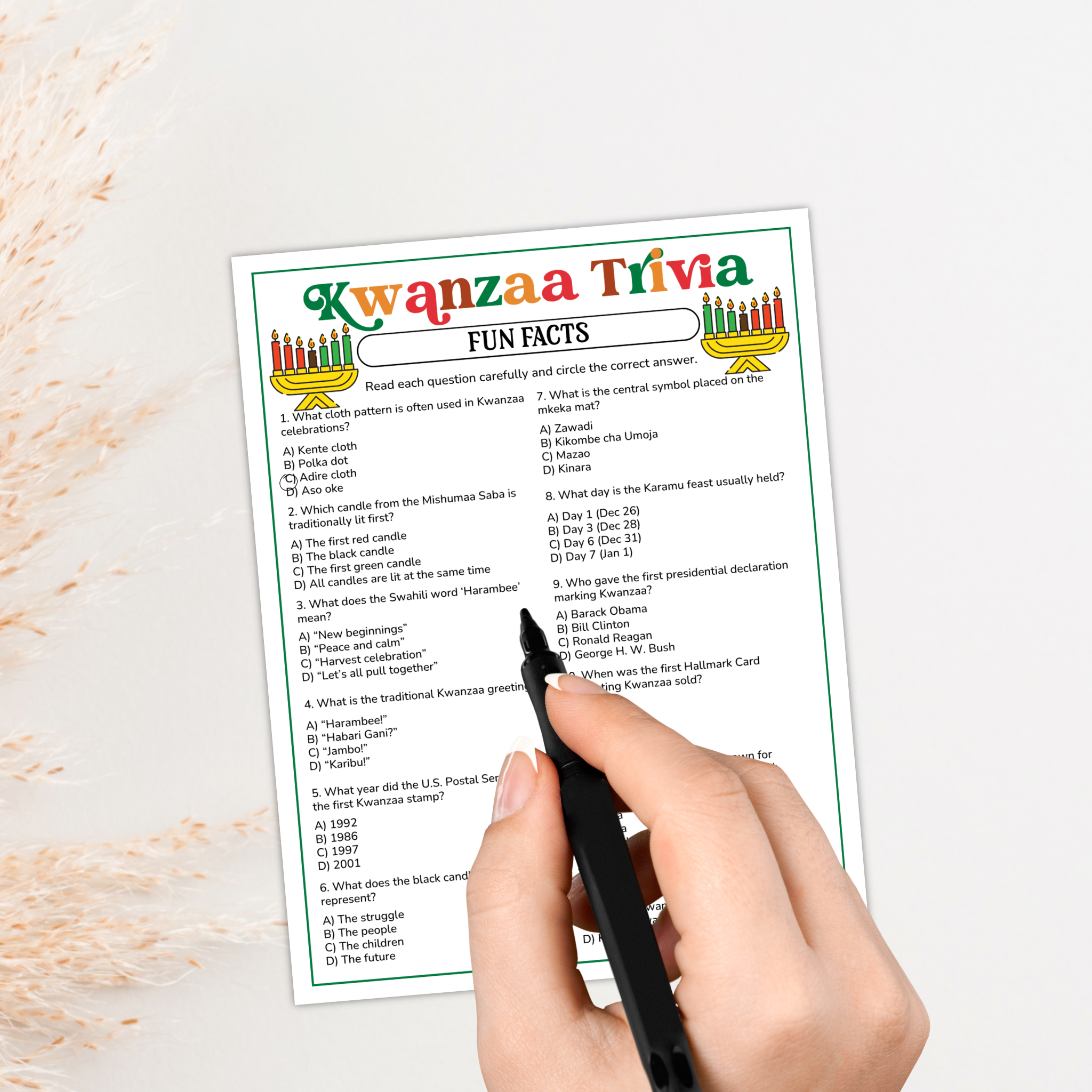 Kwanzaa Trivia Game