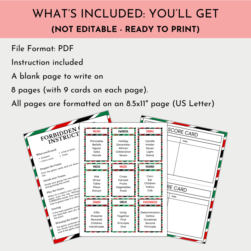 Kwanzaa Forbidden Word Game