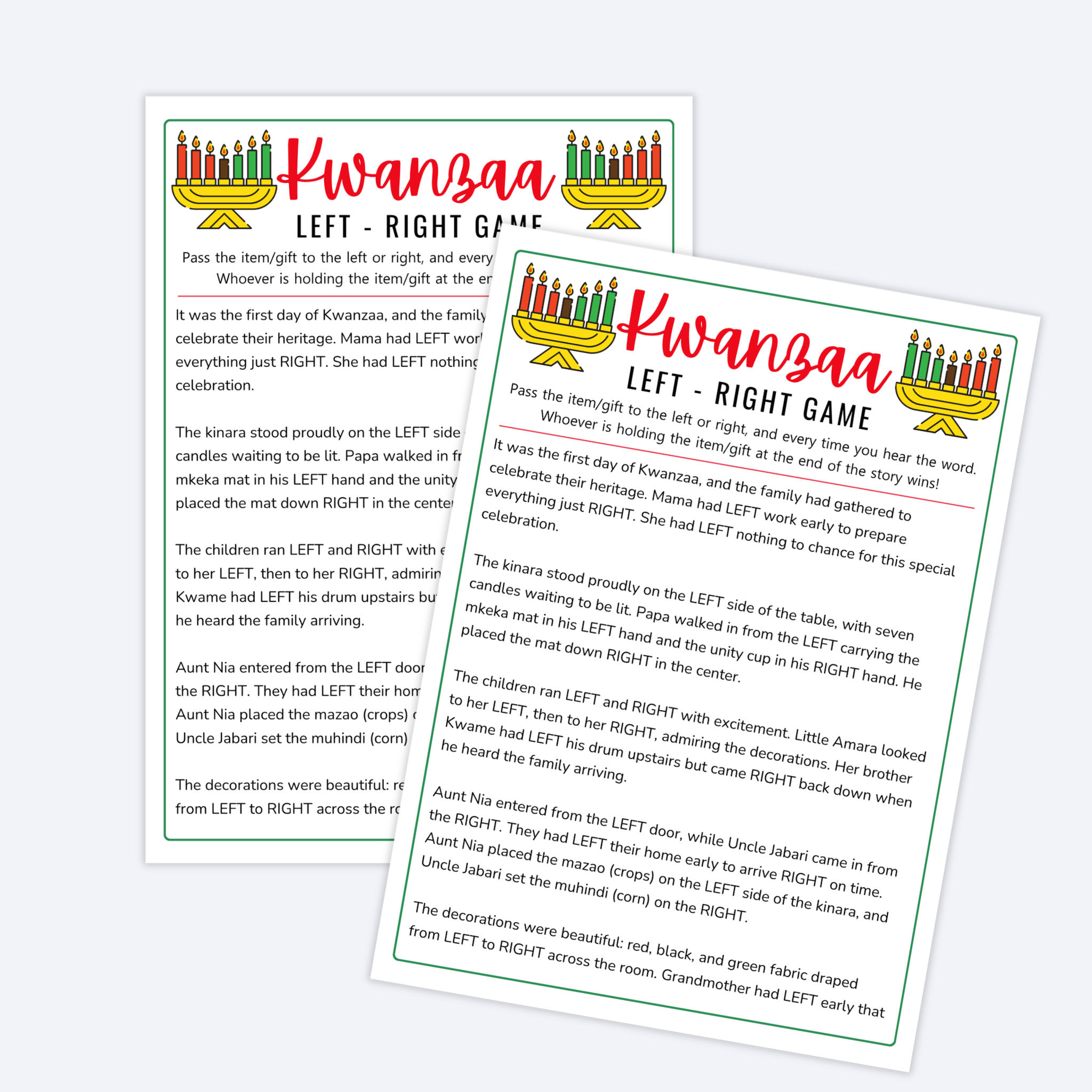 Kwanzaa Left Right Game