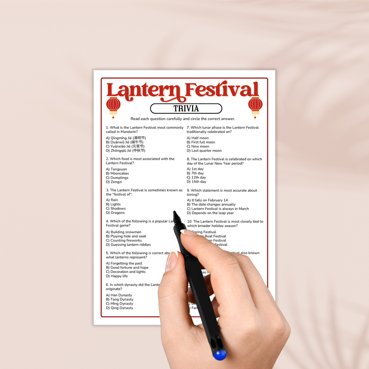 Lantern Festival Trivia Game