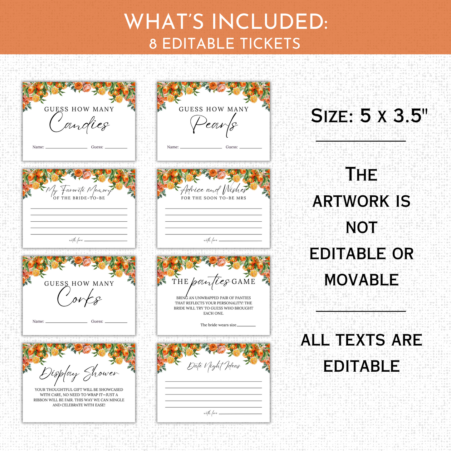 Love at First Spritz Bridal Shower Games & Signs