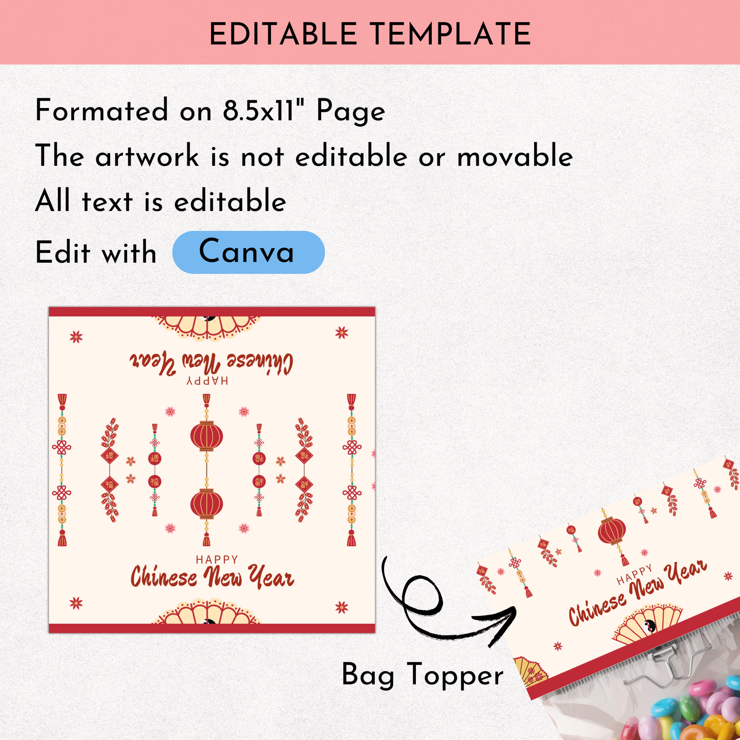 Lunar New Year Treat Bag Topper