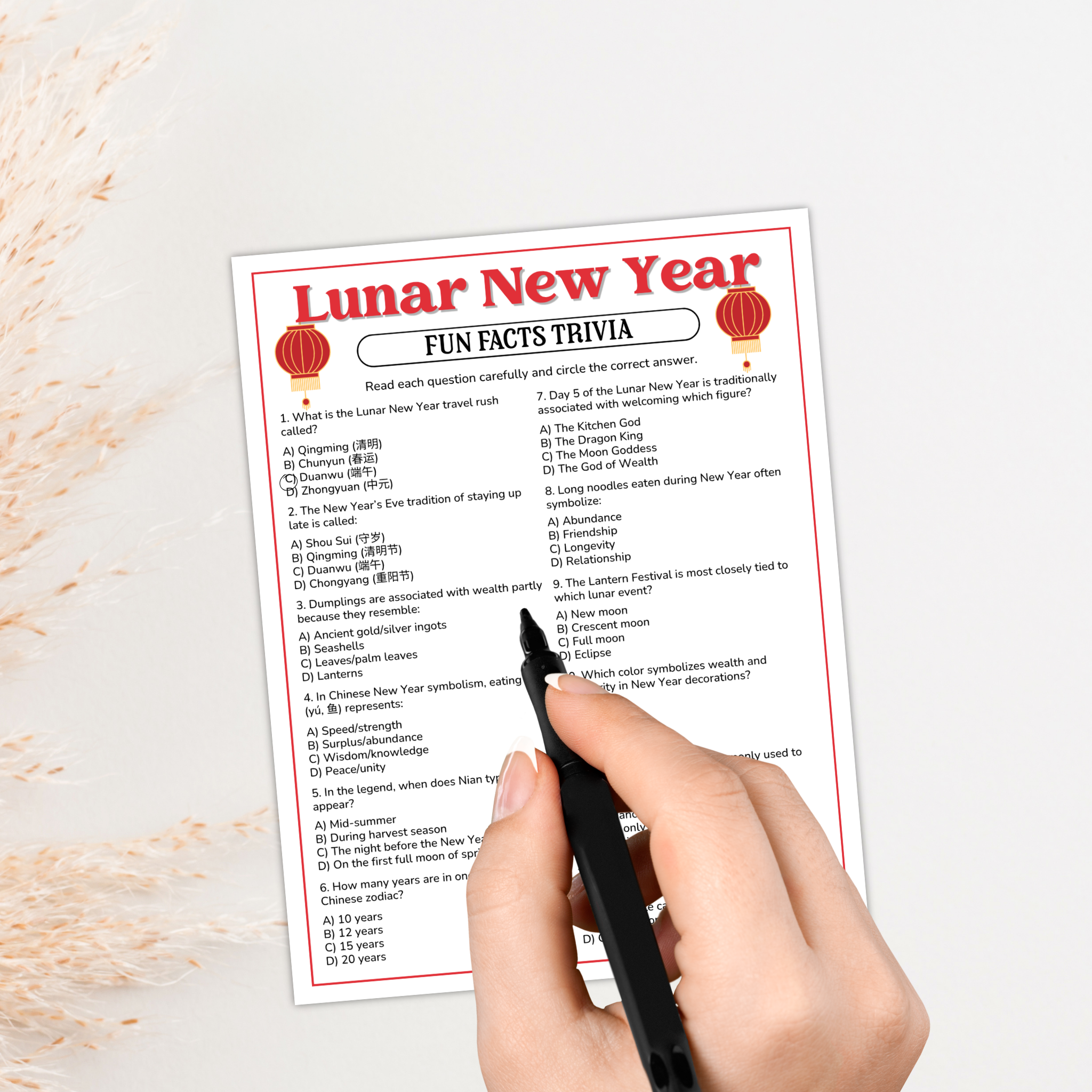 Chinese New Year Trivia Game