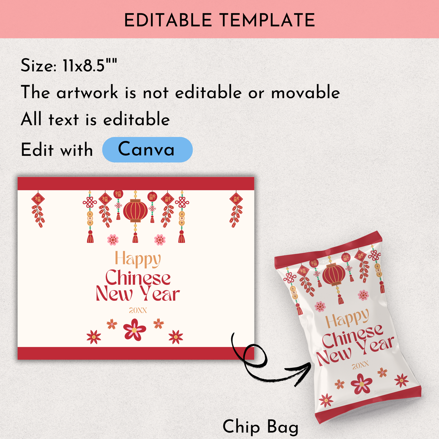 Chinese New Year Chip Bag Printable