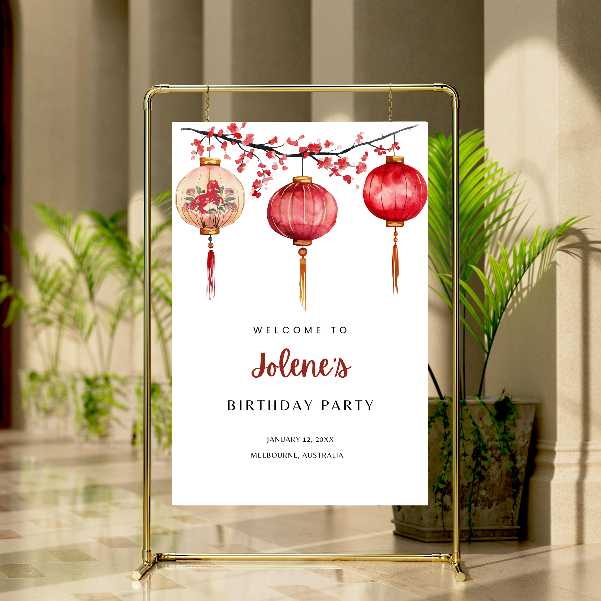 Chinese New Year Birthday Welcome Sign
