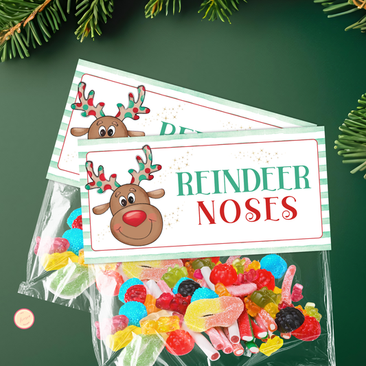 Reindeer Noses Treat Bag Topper | Printable