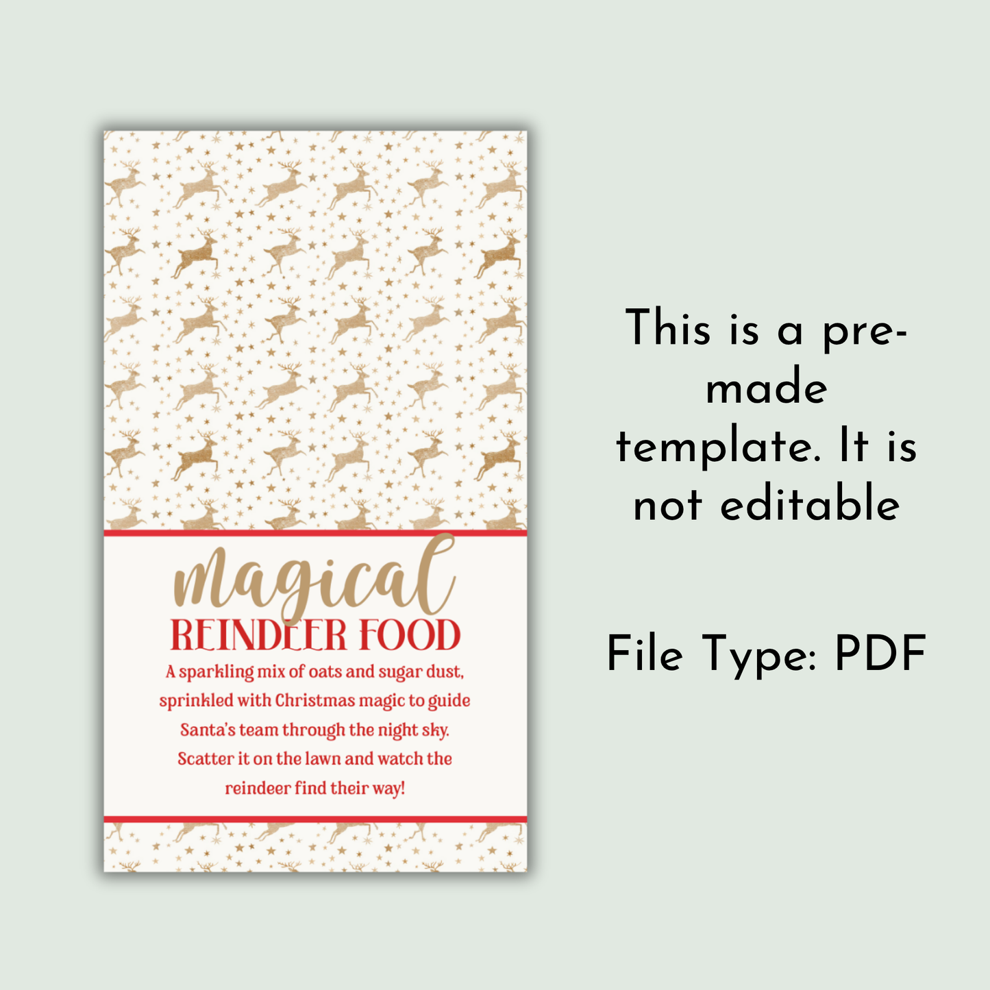 Printable Magical Reindeer Food Tag