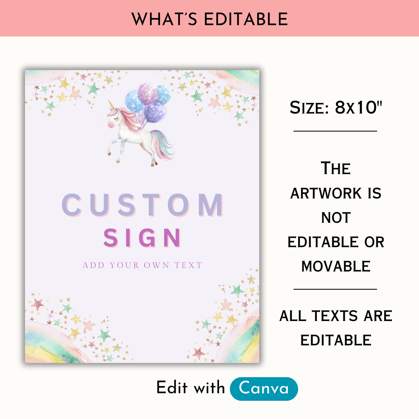 Unicorn Birthday Custom Table Sign