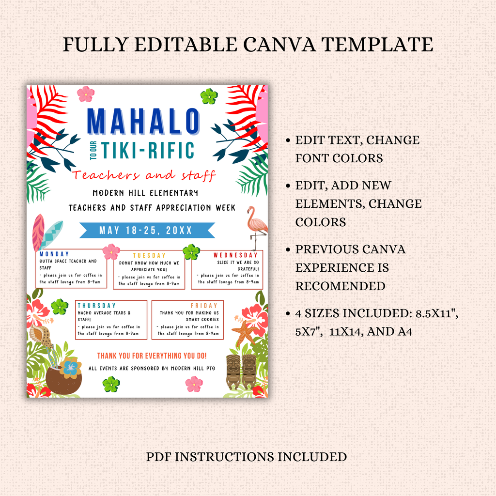 Mahalo Tiki Rific Teacher Appreciation Flyer
