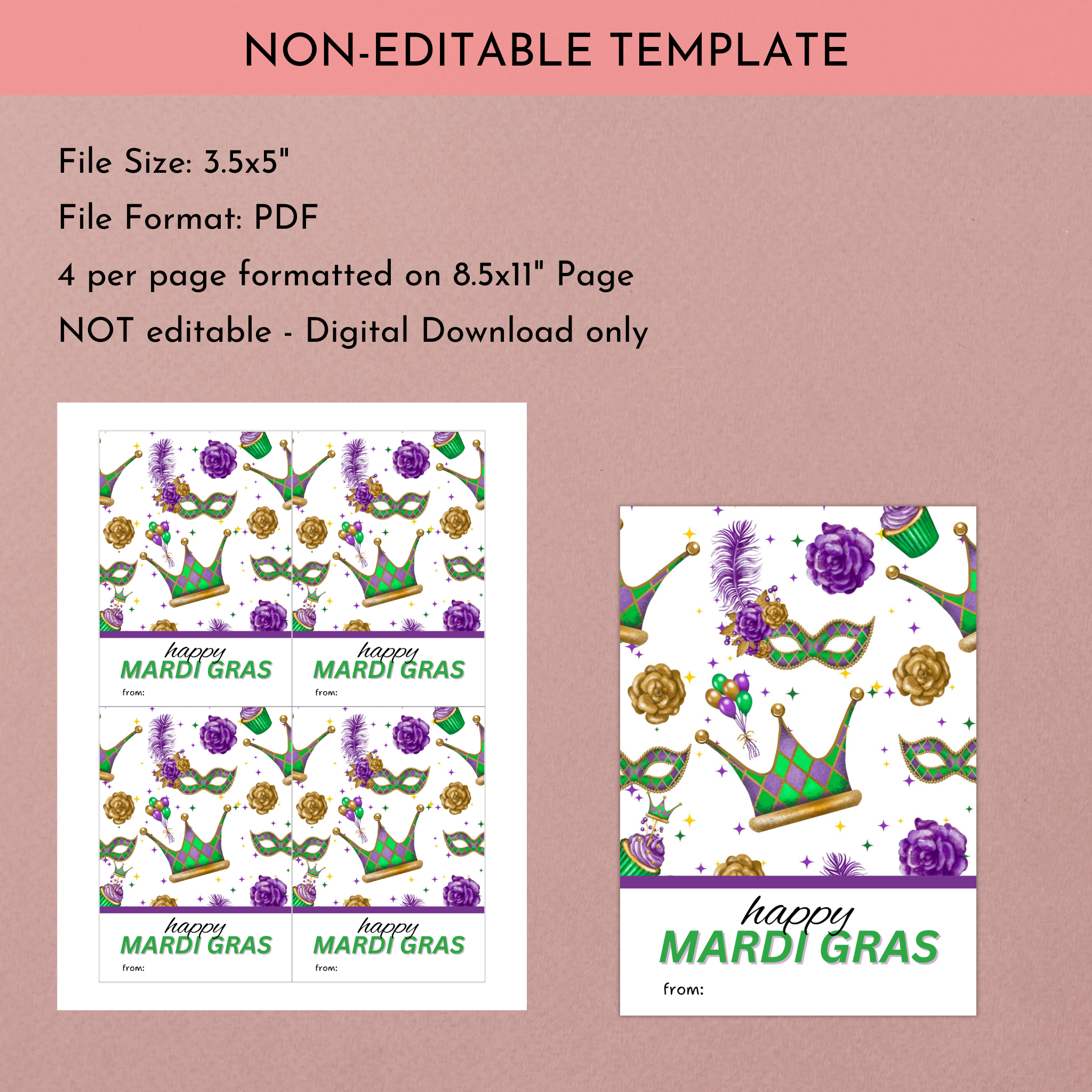 Mardi Gras Cookie Card