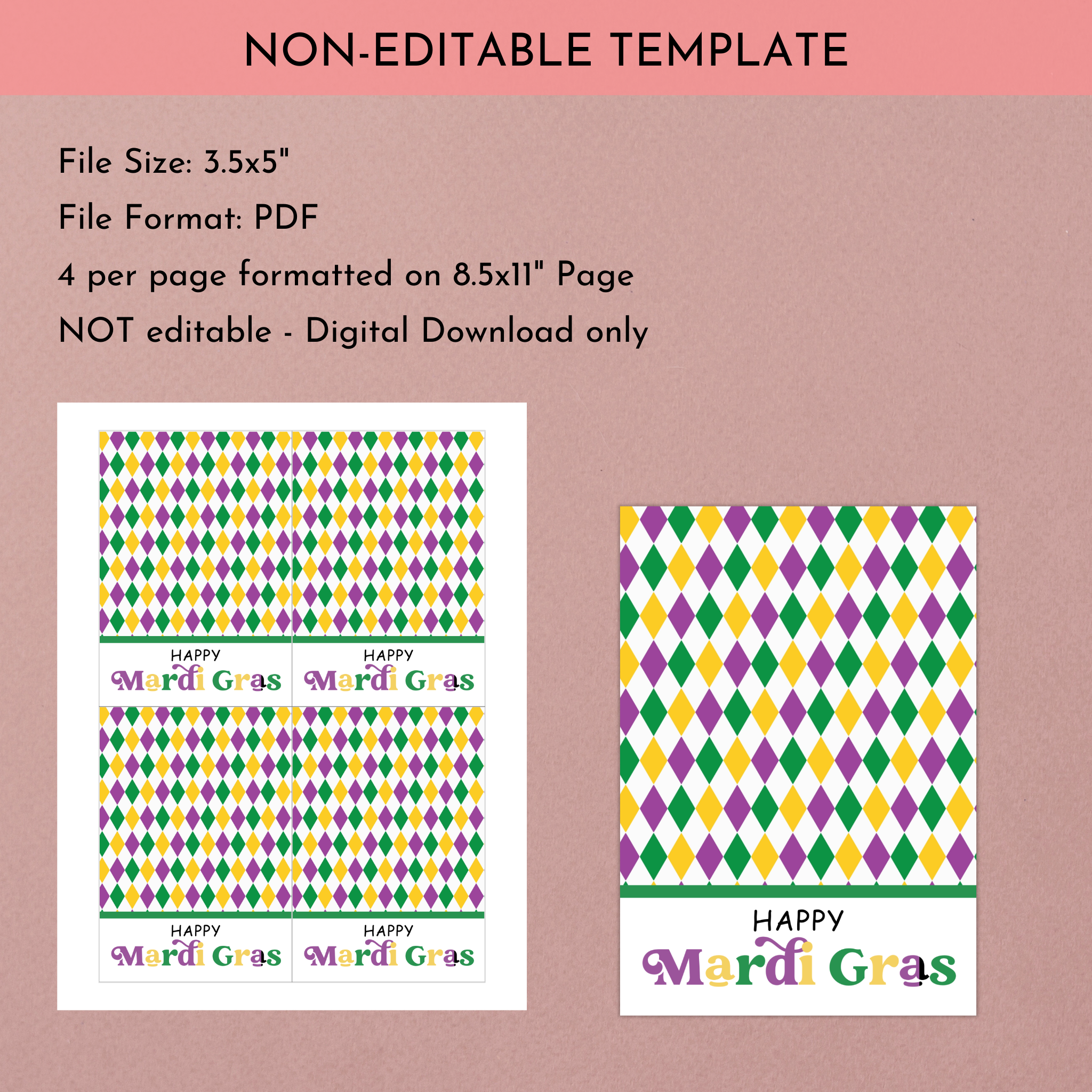 Mardi Gras Cookie Card