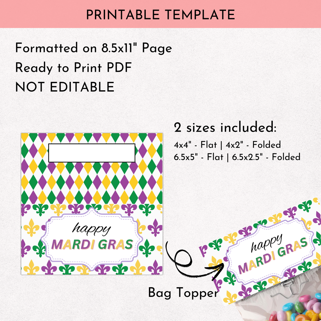 Mardi Gras Treat Topper