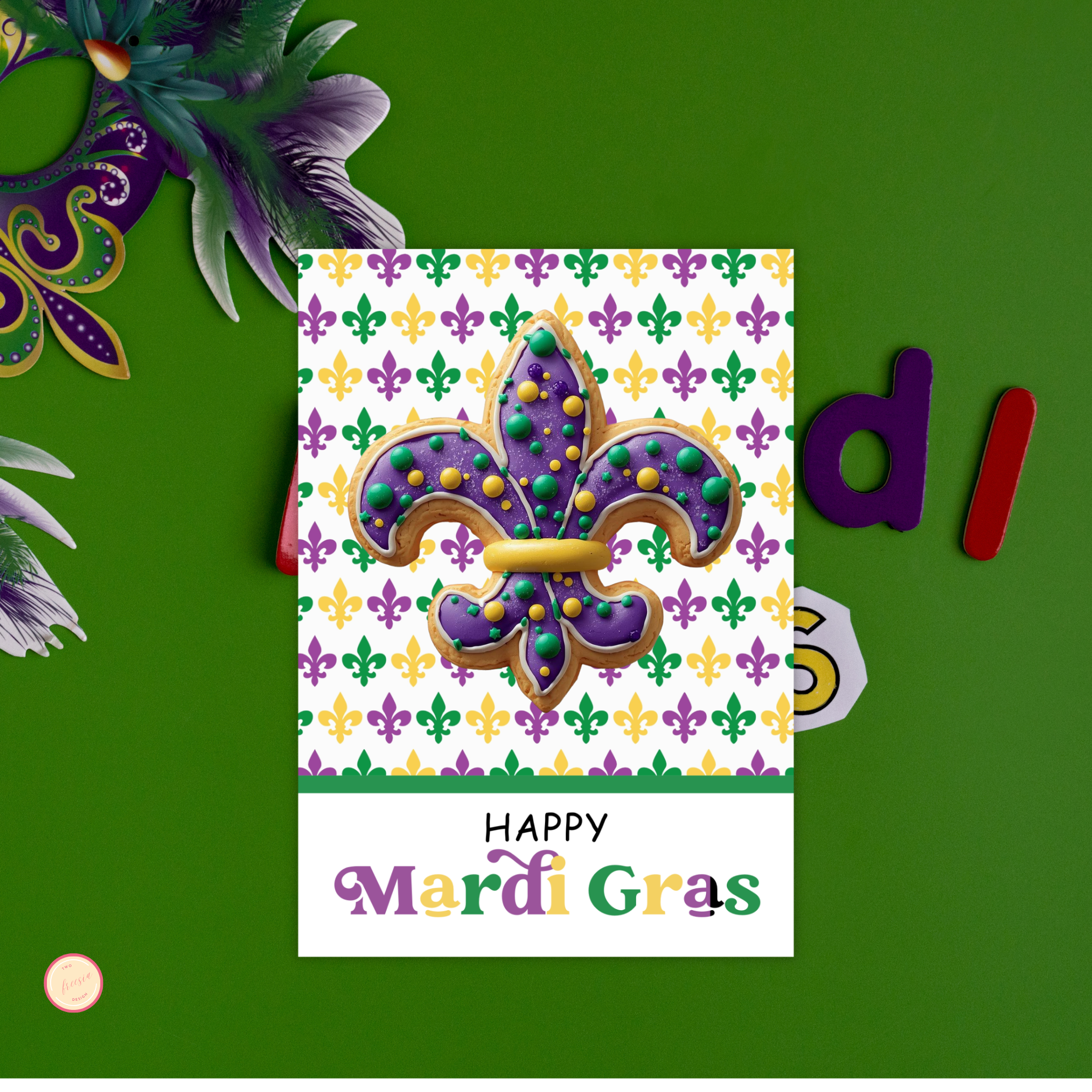 Mardi Gras Cookie Card