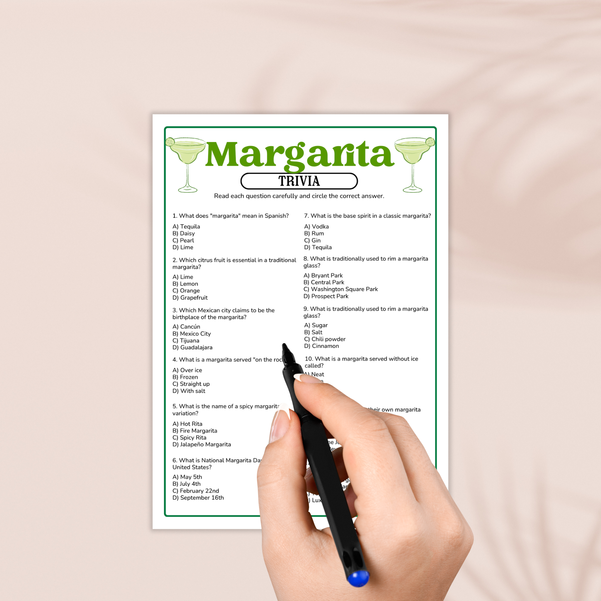 Margarita Trivia Game