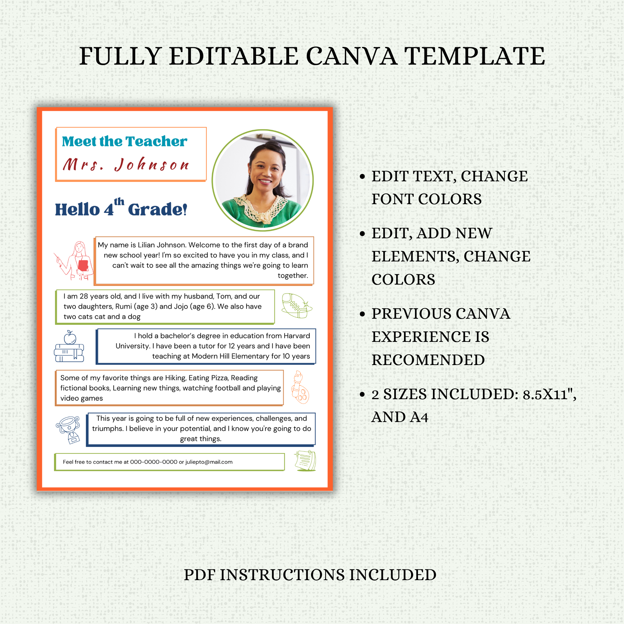 Meet the Teacher Template - Boho