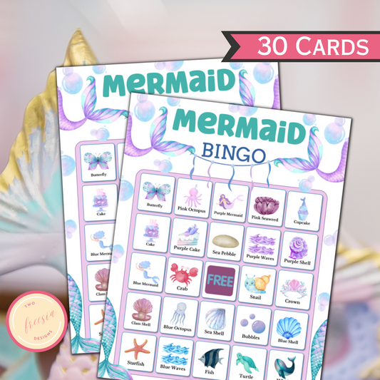 Mermaid Bingo Printable Game - 30 Cards