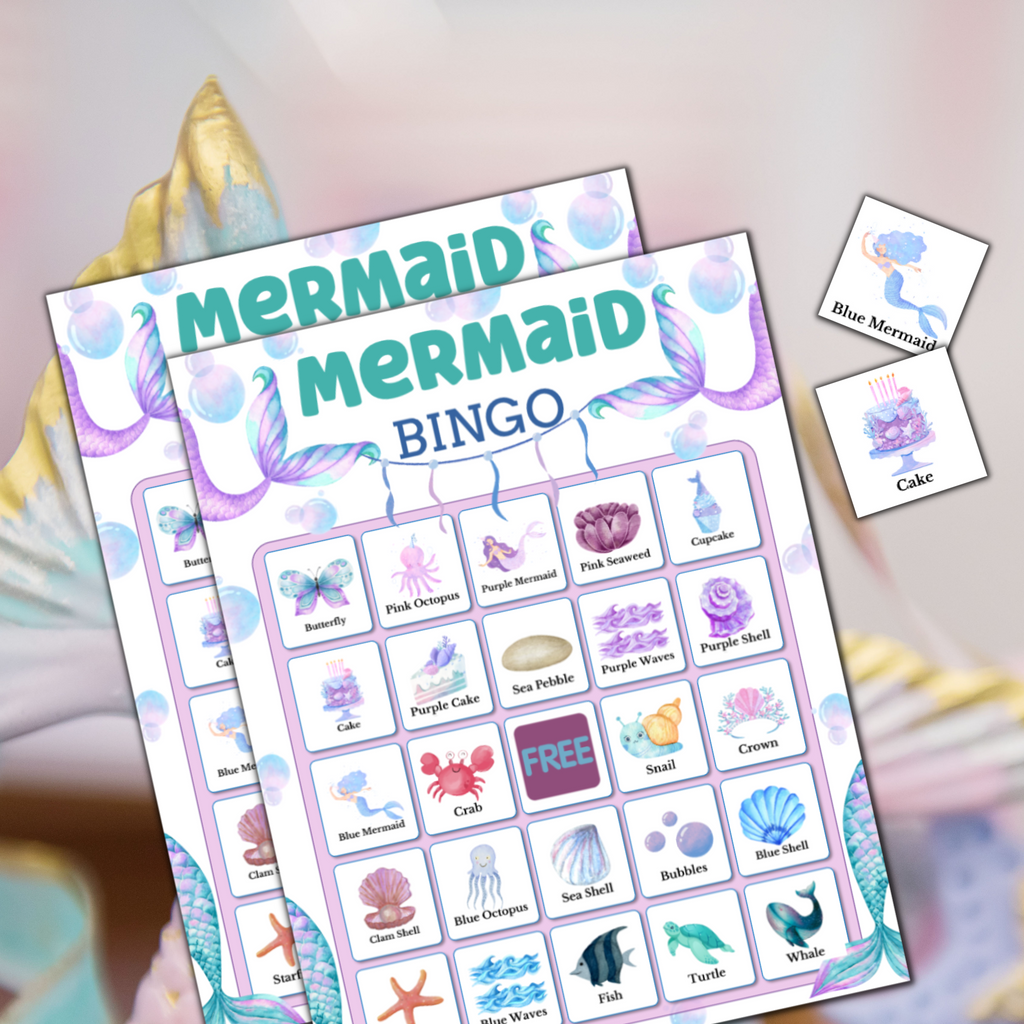 Mermaid Bingo Printable Game - 30 Cards