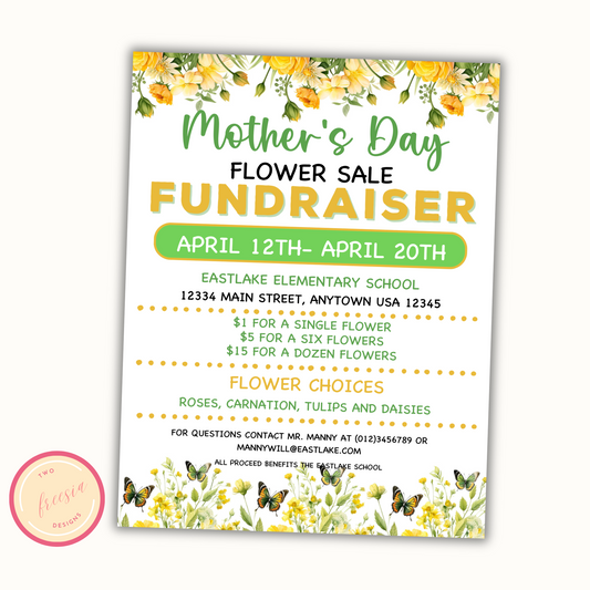 Mother's Day Flower Fundraiser Flyer - Editable Template