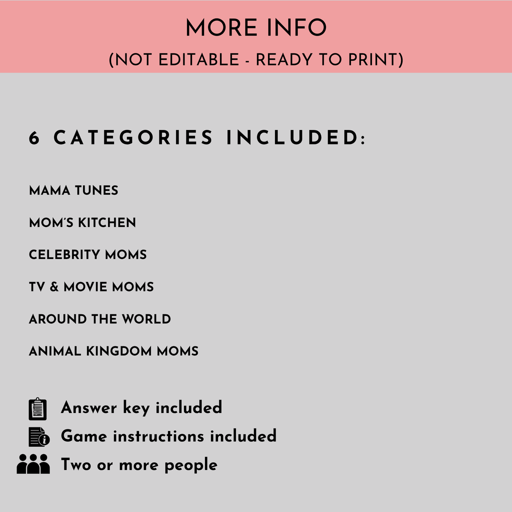 Mother's Day Trivia Game Bundle
