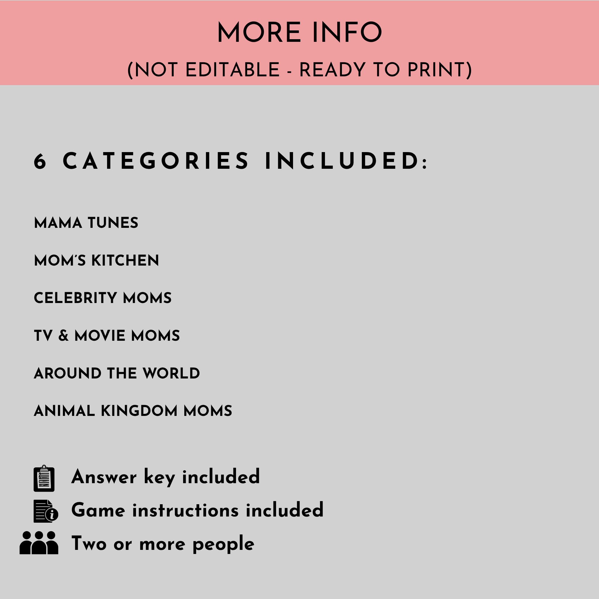 Mother's Day Trivia Game Bundle