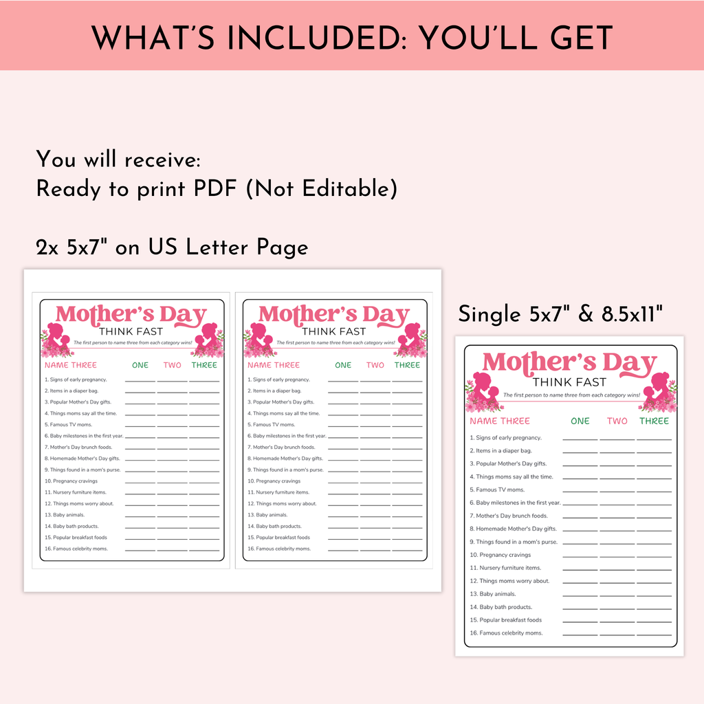 Think Fast Game | Mother's Day