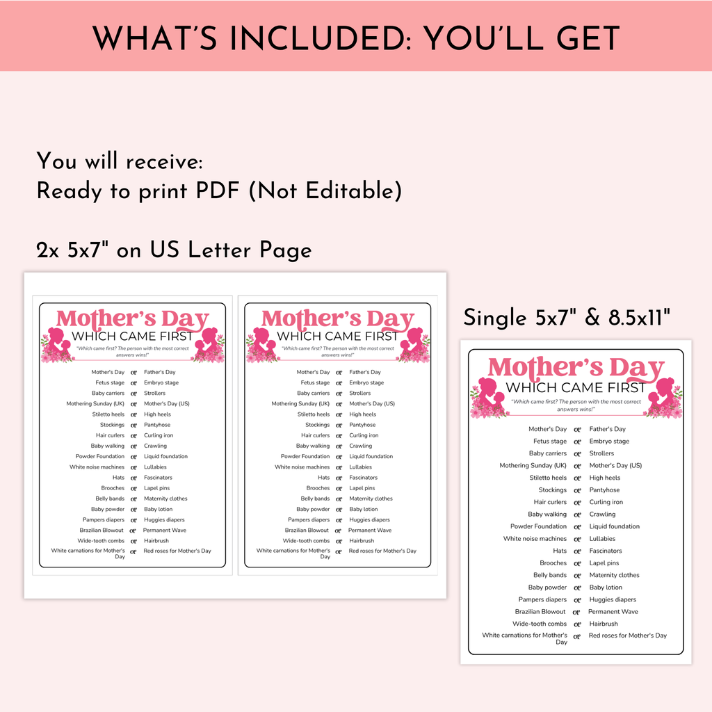 Which Came First Game | Mother's Day