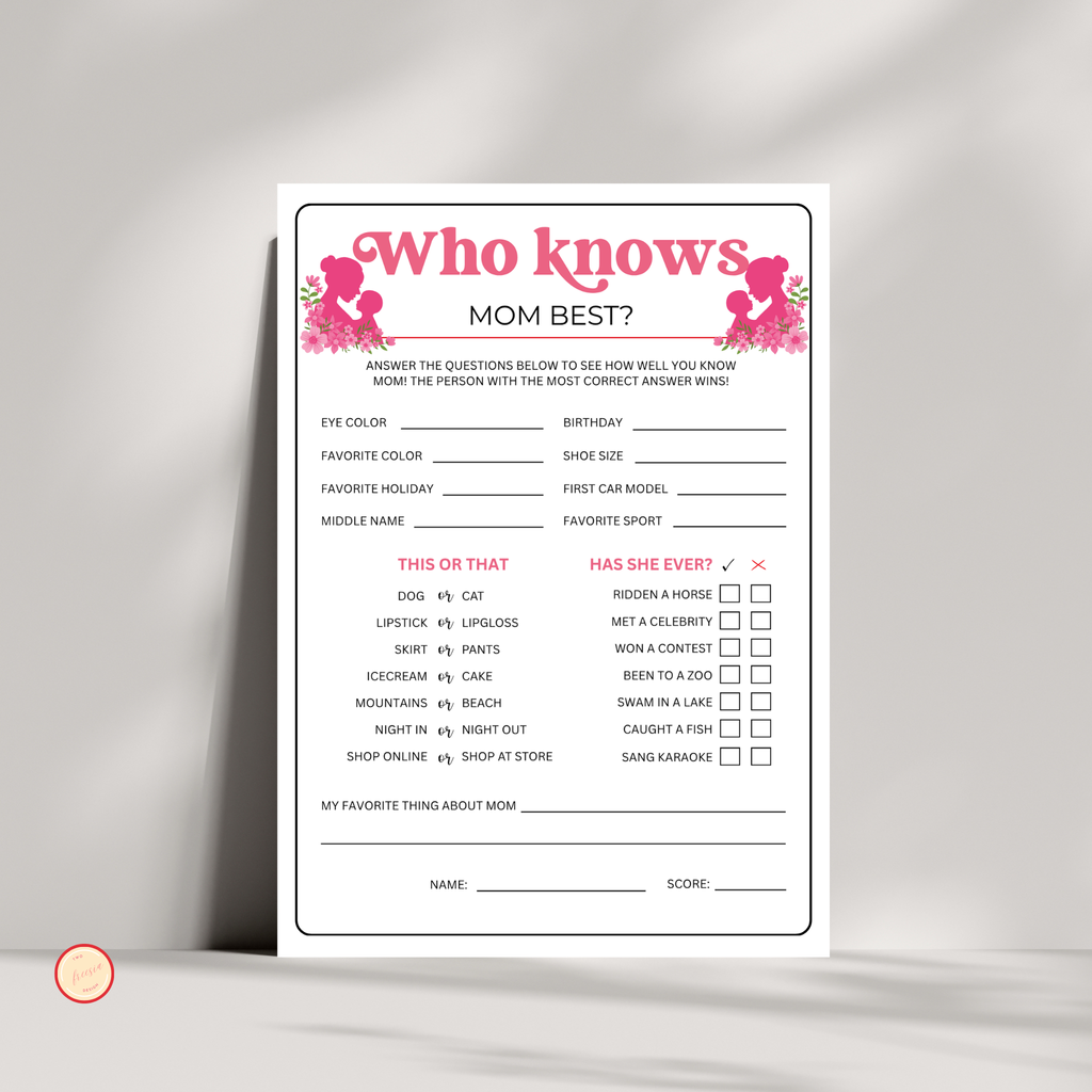Who Knows Mom Best? Game