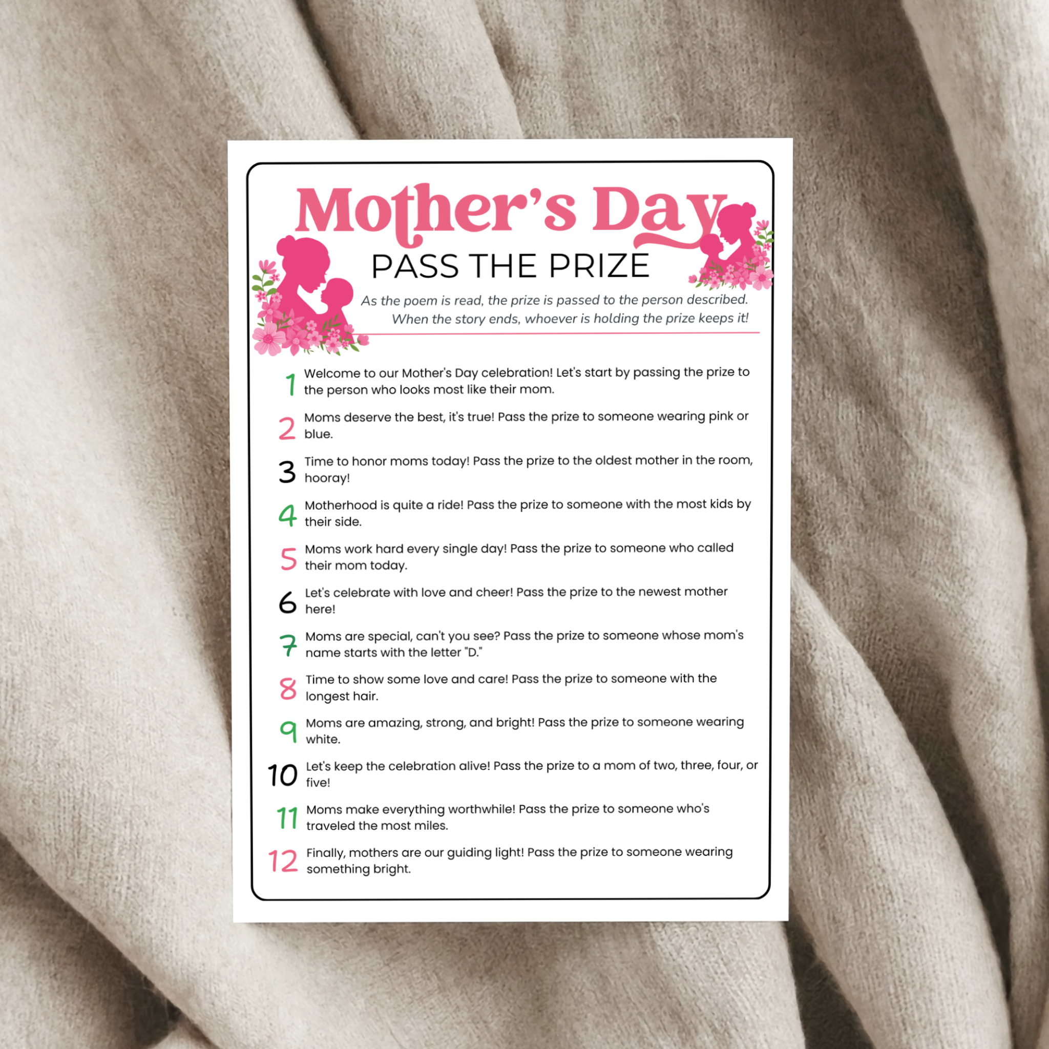 Pass the Prize Game | Mother's Day