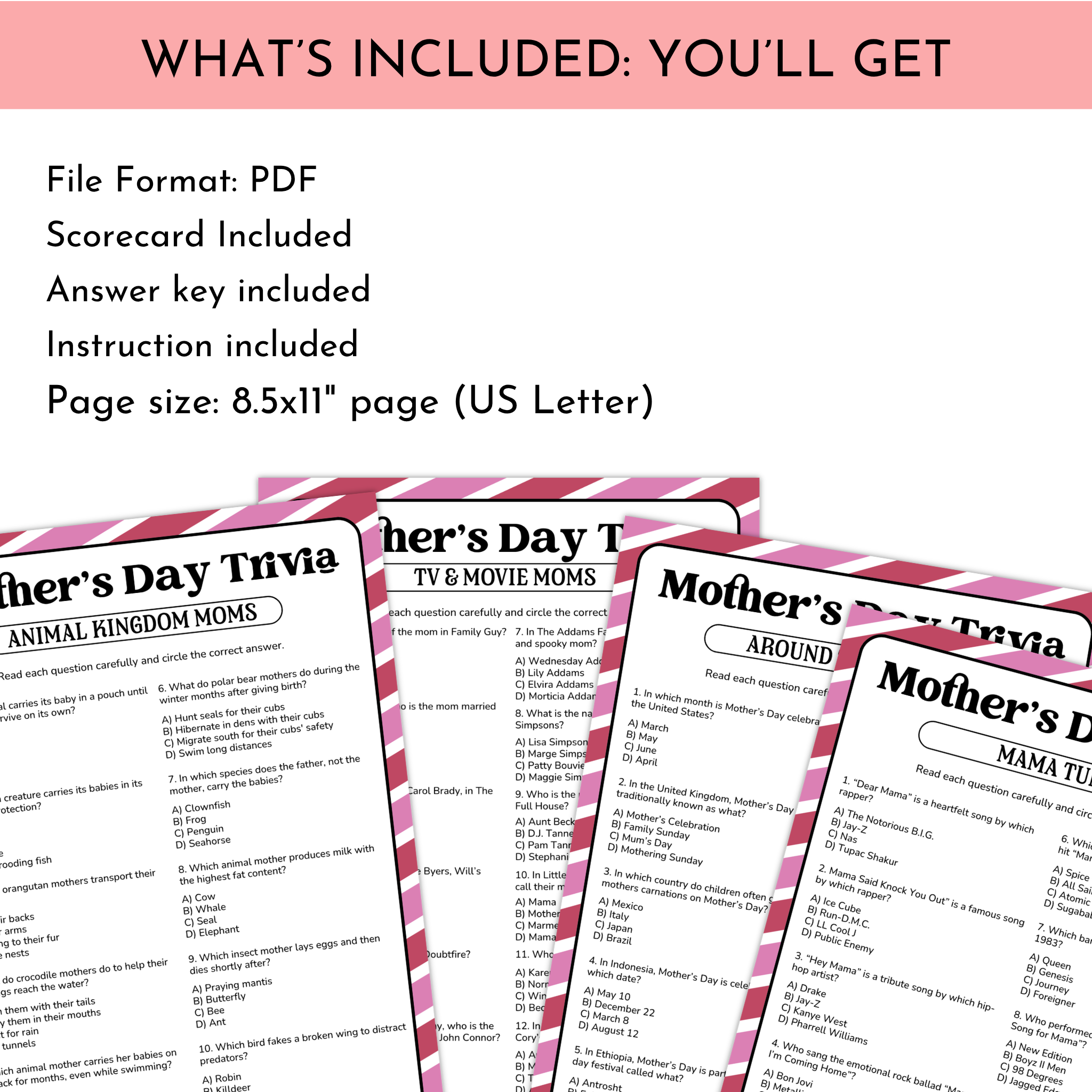 Mother's Day Trivia Game Bundle