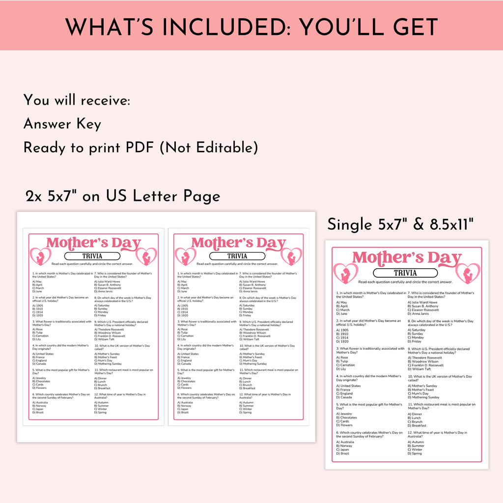 Mother's Day Trivia Game