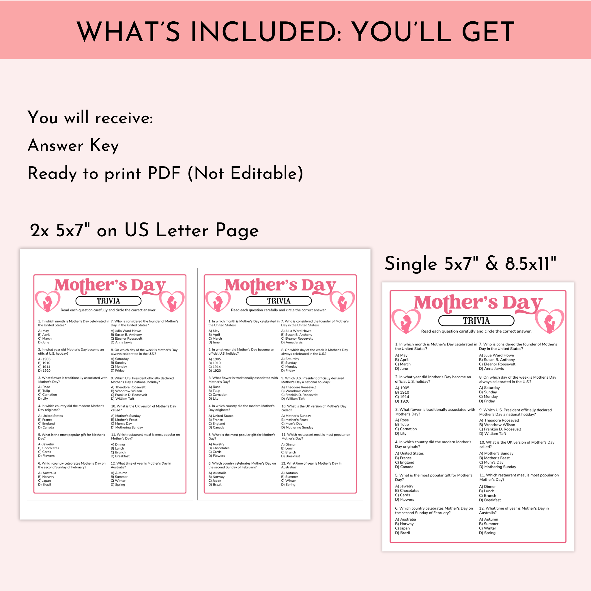 Mother's Day Trivia Game