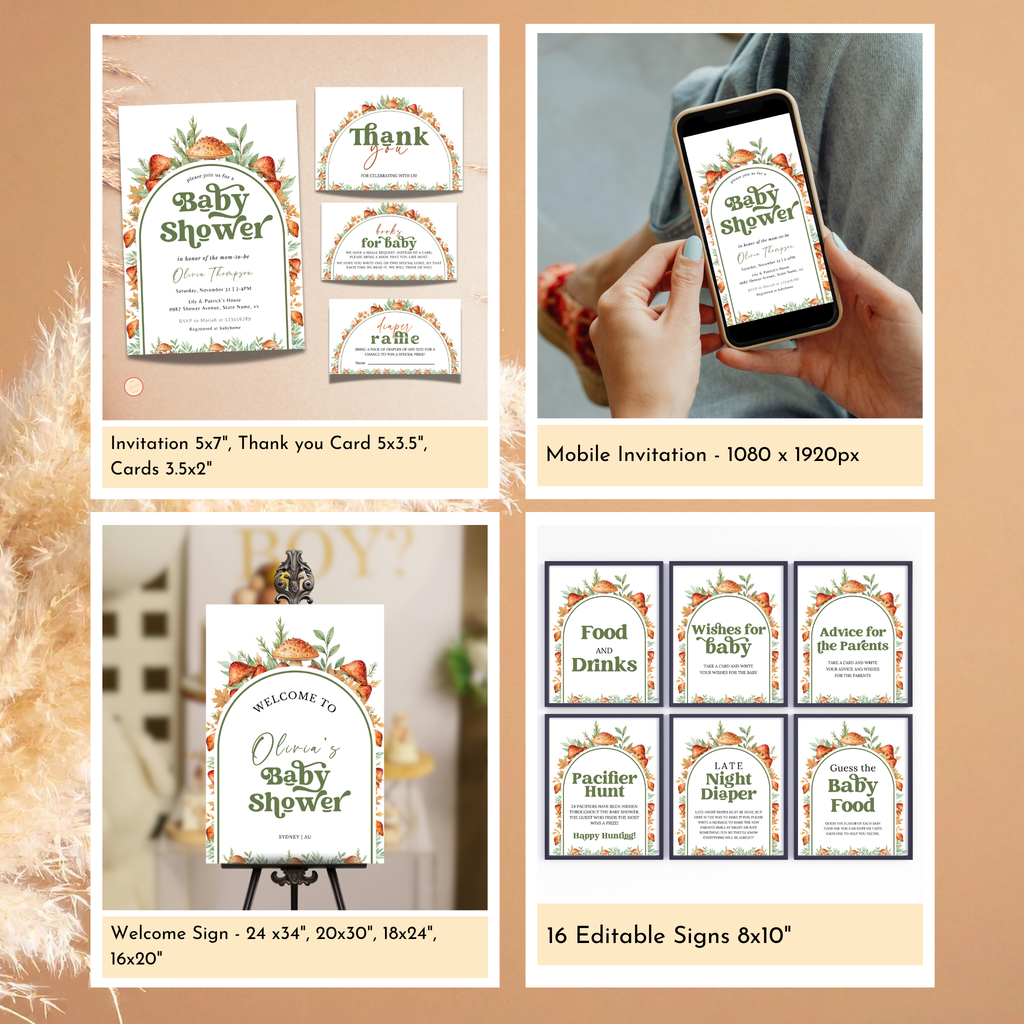Mushroom Baby Shower Bundle