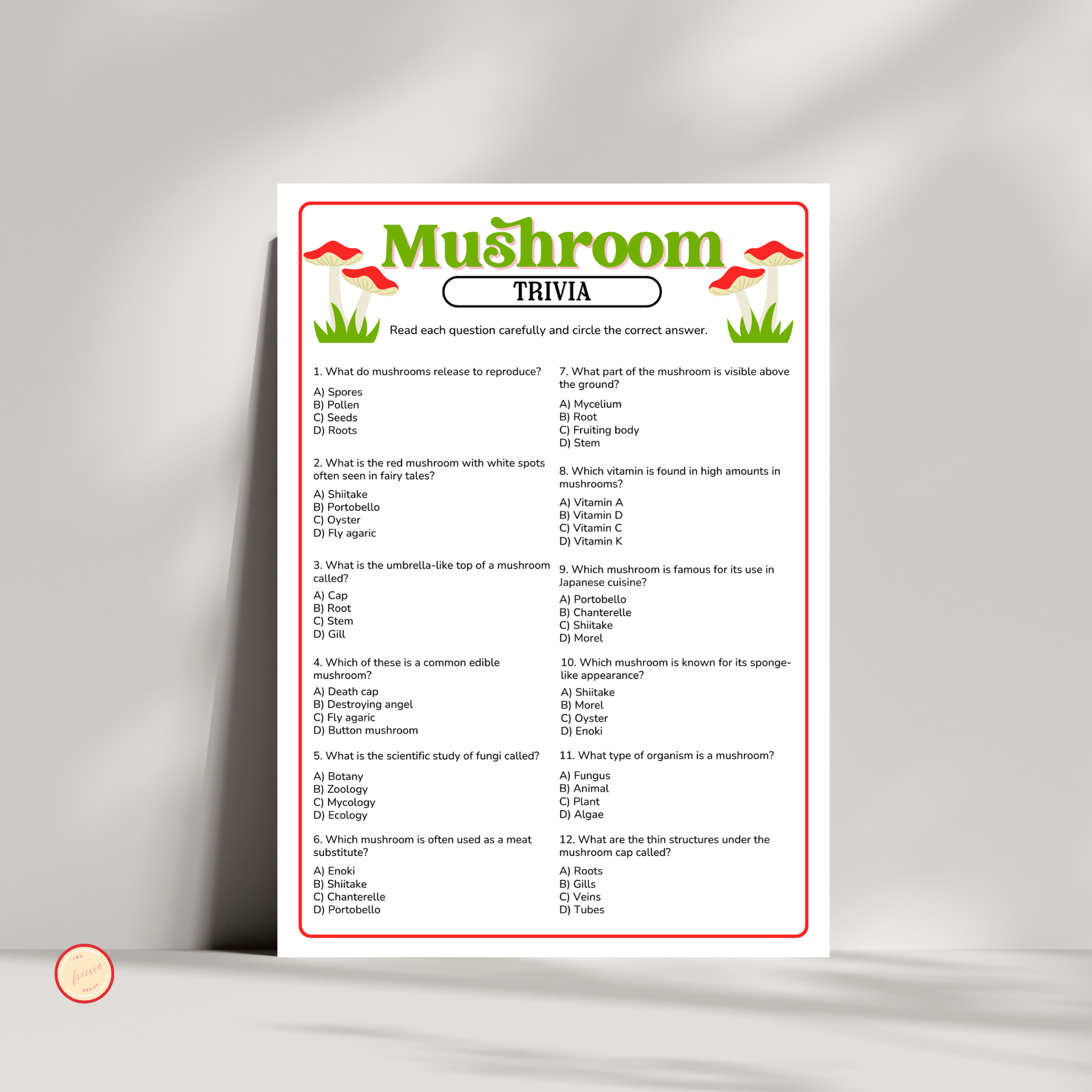 Mushroom Trivia Game