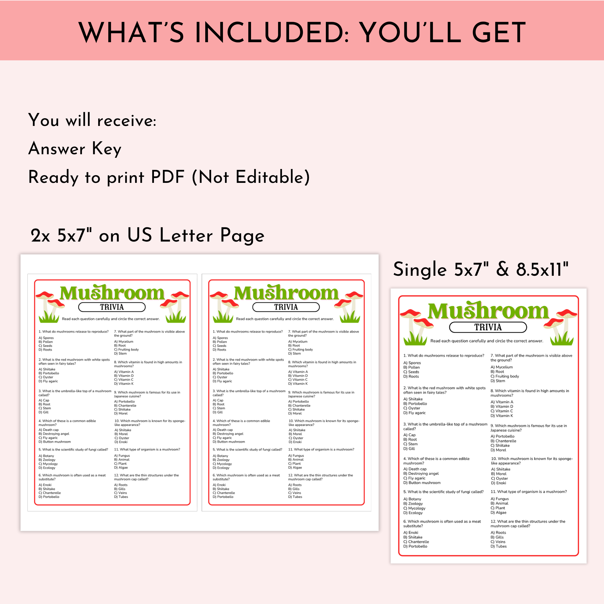 Mushroom Trivia Game