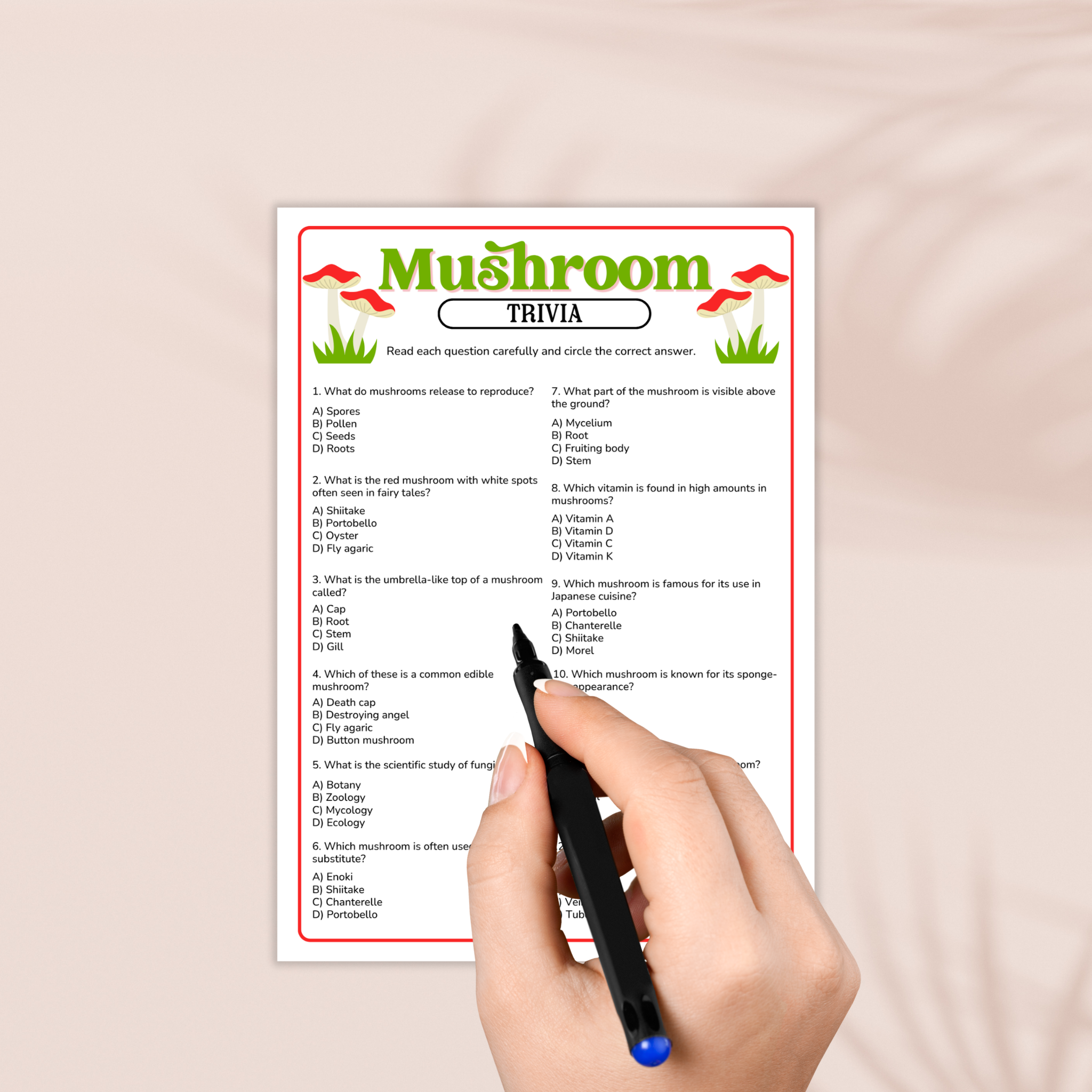 Mushroom Trivia Game