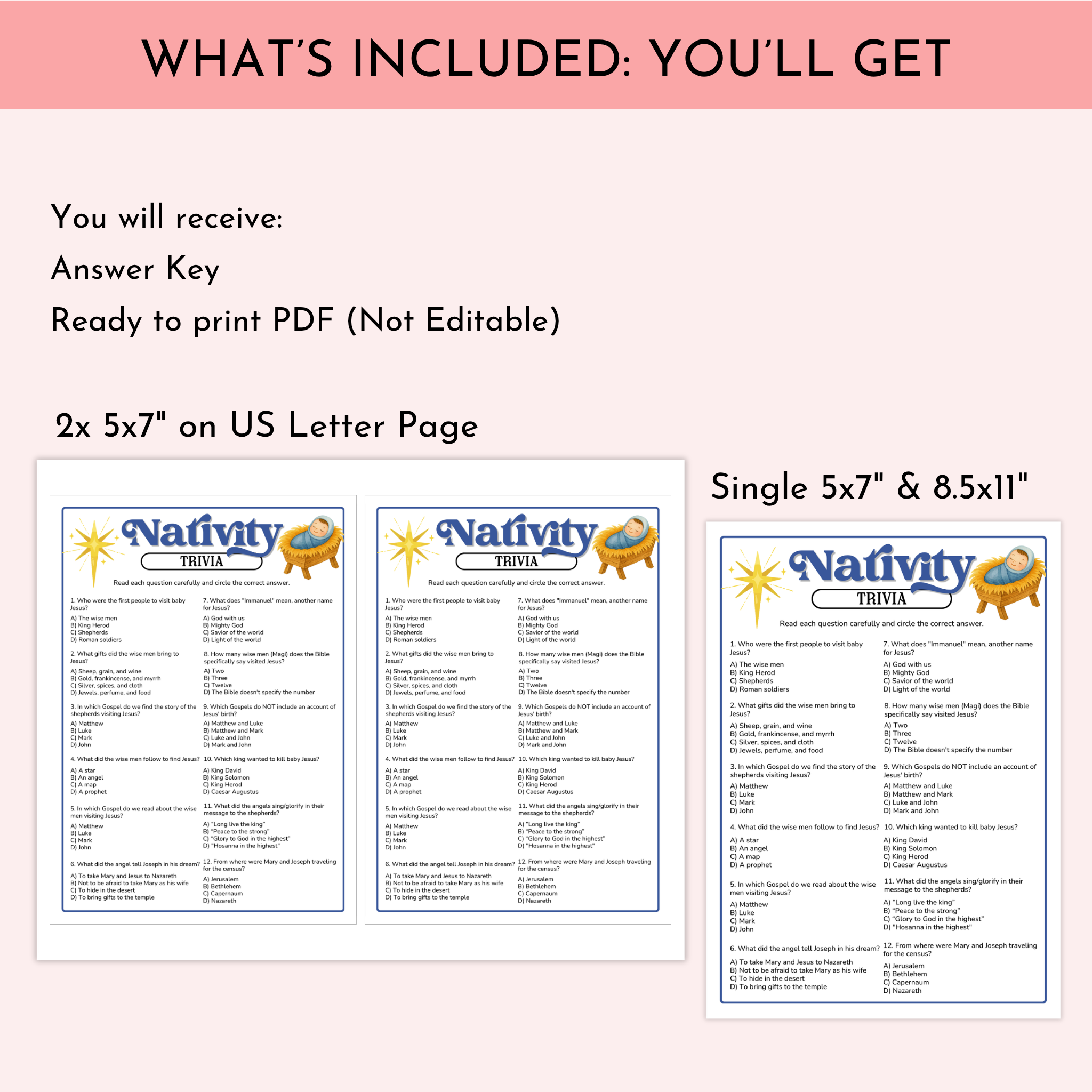 Nativity Trivia Game