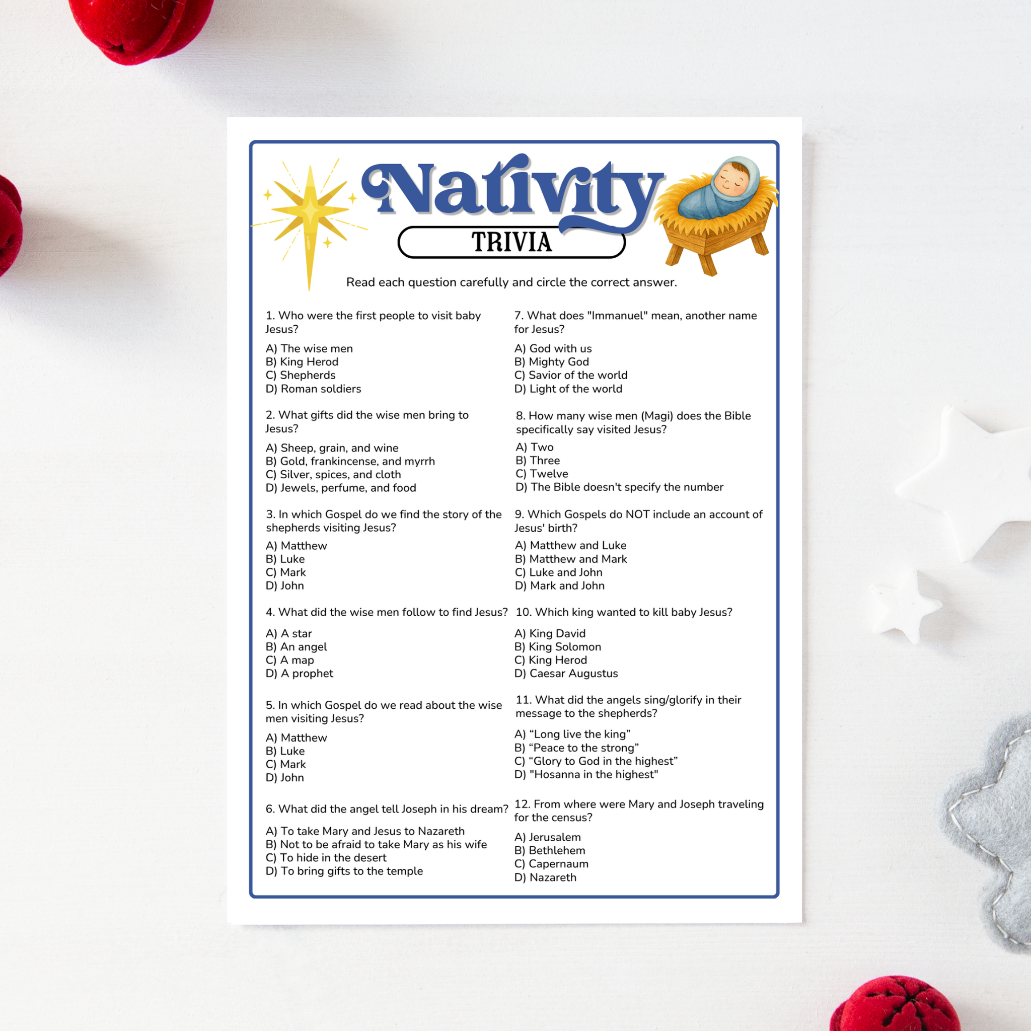 Nativity Trivia Game