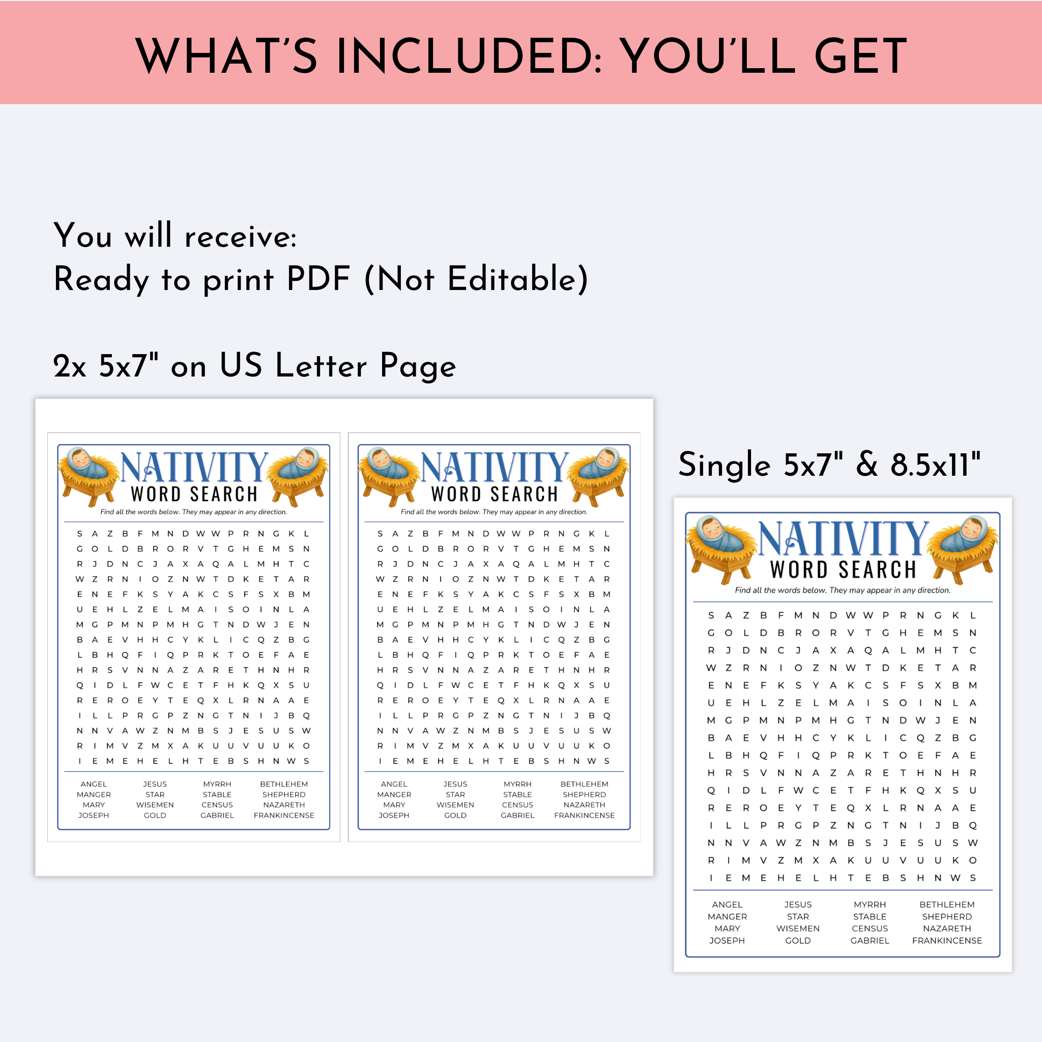 Nativity Word Seacrh Game